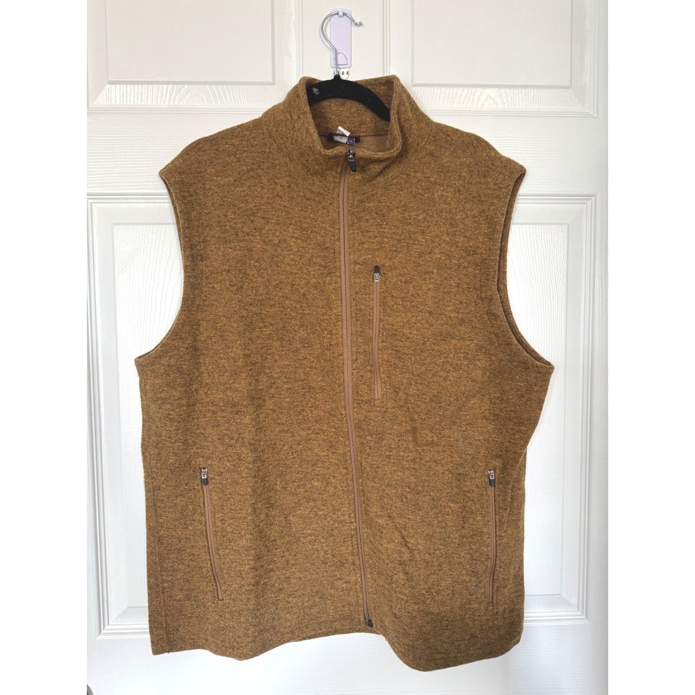 Ibex Mens Merino Wool Full Zip Vest XL Brown Heather USA Made Gorpcore Layering